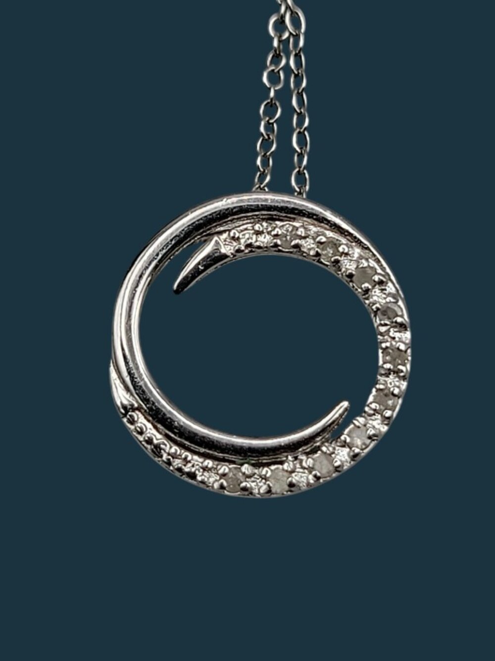 Charles Winston Sterling Silver Diamond Circle Pendant Necklace 19" 925 Chain CW - Picture 13 of 14
